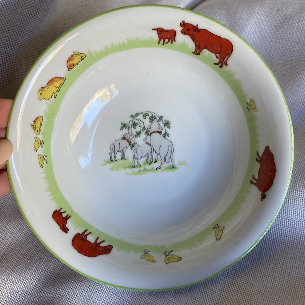 Vintage Farm Animal Baby Bowl